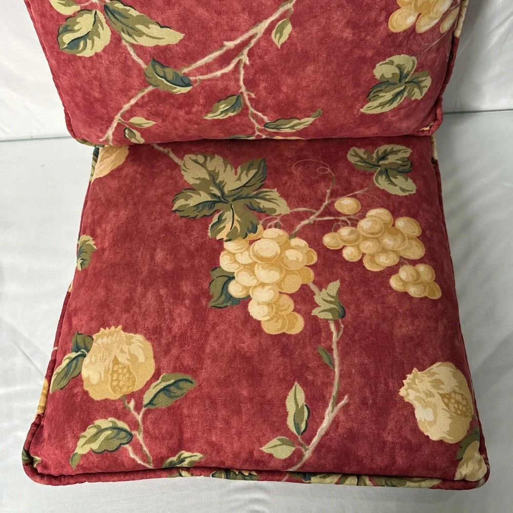 Vintage 80's-Waverly Mistral Red Yellow Fruit throw pillows 14x14x4-grandmacore